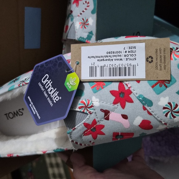 Christmas👣TOM'S 🌱ALPARGATA Deck the Halls Sherpa Lined Espadrilles - Picture 12 of 12